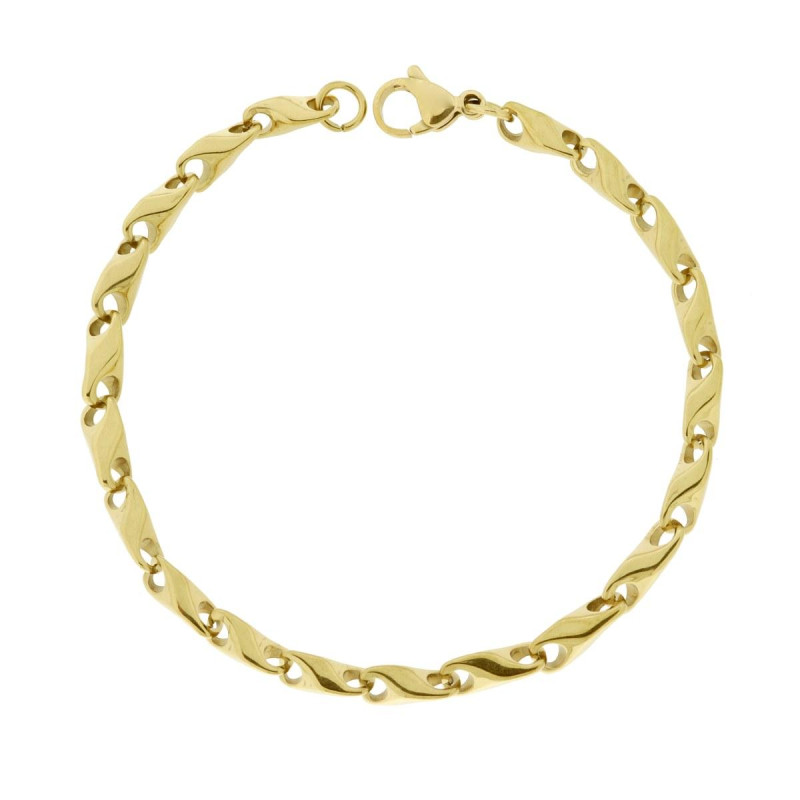 BRACCIALE UOMO CATENA PESCI IN ACCIAIO COLORE ORO