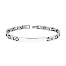 BRACCIALE UOMO MAGLIA IMPERNIATA CON TARGA IN ACCIAIO