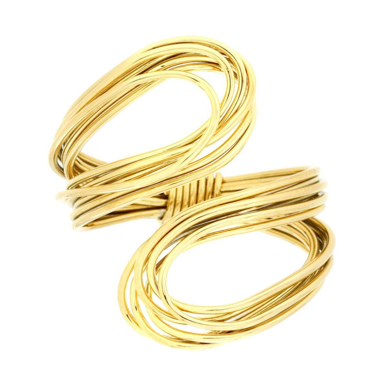 ANELLO FASCIA MULTIFILO CONTRARIE IN ACCIAIO COLORE ORO