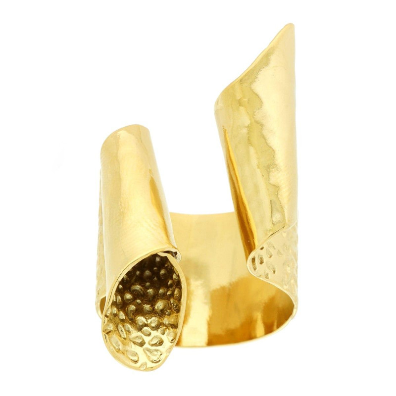 ANELLO FASCIA SCULTURA NASTRO CONTRARIE IN ACCIAIO COLORE ORO