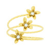 ANELLO MULTIFILO DIAMANTATO CON FIORI E CRYSTAL BIANCHI IN ACCIAIO COLORE ORO