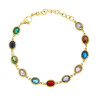 BRACCIALE CON CATENA DI OVALI E CRYSTAL MULTICOLOR IN ACCIAIO COLORE ORO