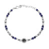 BRACCIALE CATENA CON CUBETTI ALTERNATI A PIETRE CILINDRICHE COLORE BLU LAPISLAZZULI E TONDO CON ANCORA CENTRALE IN ACCIAIO
