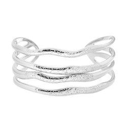 BRACCIALE RIGIDO MODELLO SCHIAVA FASCIA MULTIFILO EFFETTO NATURALE IN ACCIAIO