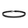 BRACCIALE UOMO MAGLIA IMPERNIATA CON TARGA IN ACCIAIO COLORE NERO