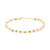 BRACCIALE CATENA CON CILINDRETTI DIAMANTATI E PIETRE PERLATE COLORE ROSA IN ACCIAIO COLORE ORO