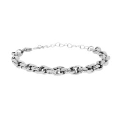 BRACCIALE CATENA FORZATINA MULTIMAGLIA DIAMANTATA IN ACCIAIO
