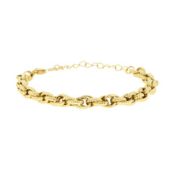 BRACCIALE CATENA FORZATINA MULTIMAGLIA DIAMANTATA IN ACCIAIO COLORE ORO