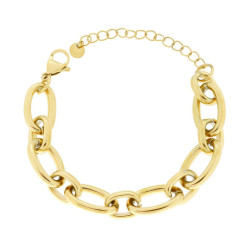 BRACCIALE CATENA FORZATINA ALLUNGATA ALTERNATA IN ACCIAIO COLORE ORO