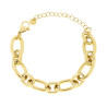 BRACCIALE CATENA FORZATINA ALLUNGATA ALTERNATA IN ACCIAIO COLORE ORO