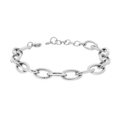 BRACCIALE CATENA FORZATINA ALTERNATA GODRONATA IN ACCIAIO