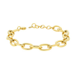 BRACCIALE CATENA FORZATINA ALTERNATA GODRONATA IN ACCIAIO COLORE ORO