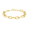 BRACCIALE CATENA FORZATINA ALTERNATA GODRONATA IN ACCIAIO COLORE ORO
