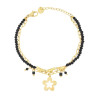 BRACCIALE DUE FILI CATENA CON CUORI CRYSTAL NERI E FIORE PENDENTE IN ACCIAIO COLORE ORO