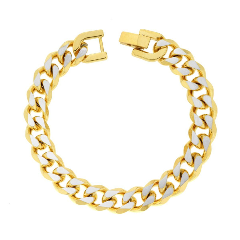 BRACCIALE CATENA GRUMETTA DIAMANTATA COLORE ORO IN ACCIAIO