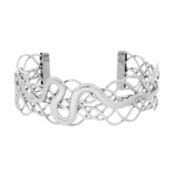 BRACCIALE RIGIDO MODELLO SCHIAVA MULTIFILO CON SERPENTE IN ACCIAIO
