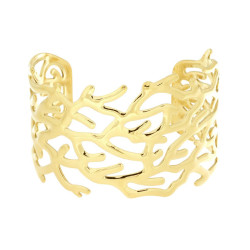 BRACCIALE RIGIDO MODELLO SCHIAVA FASCIA CORALLO IN ACCIAIO COLORE ORO