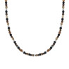 COLLANA CATENA CON PALLINE PIETRA OCCHIO DI TIGRE E NERO IN ACCIAIO