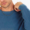 COLLANA CATENA CON CRYSTAL NERI E PIETRE BLU LAPISLAZZULI IN ACCIAIO