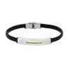 BRACCIALE UOMO IN ECOPELLE INTRECCIATA NERO CON TARGA CON DETTAGLIO IN ORO IN ACCIAIO