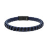 BRACCIALE UOMO IN ECOPELLE INTRECCIATA BLU CON CATENA GRUMETTA DIAMANTATA IN ACCIAIO COLORE NERO