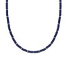 COLLANA CATENA CON CILINDRI PIETRA BLU LAPISLAZZULI IN ACCIAIO