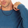 COLLANA CATENA CON CILINDRI PIETRA BLU LAPISLAZZULI IN ACCIAIO