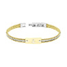 BRACCIALE UOMO CATENA VENEZIANA TONDA COLORE ORO CON TENNIS CRYSTAL BIANCHI E TARGA CON ANCORA IN ACCIAIO