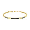 BRACCIALE UOMO CATENA FRANCO CON TARGA E CRYSTAL NERI IN ACCIAIO COLORE ORO