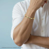 BRACCIALE UOMO CATENA FRANCO CON TARGA E CRYSTAL NERI IN ACCIAIO COLORE ORO