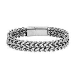 BRACCIALE DOPPIA CATENA FRANCO IN ACCIAIO