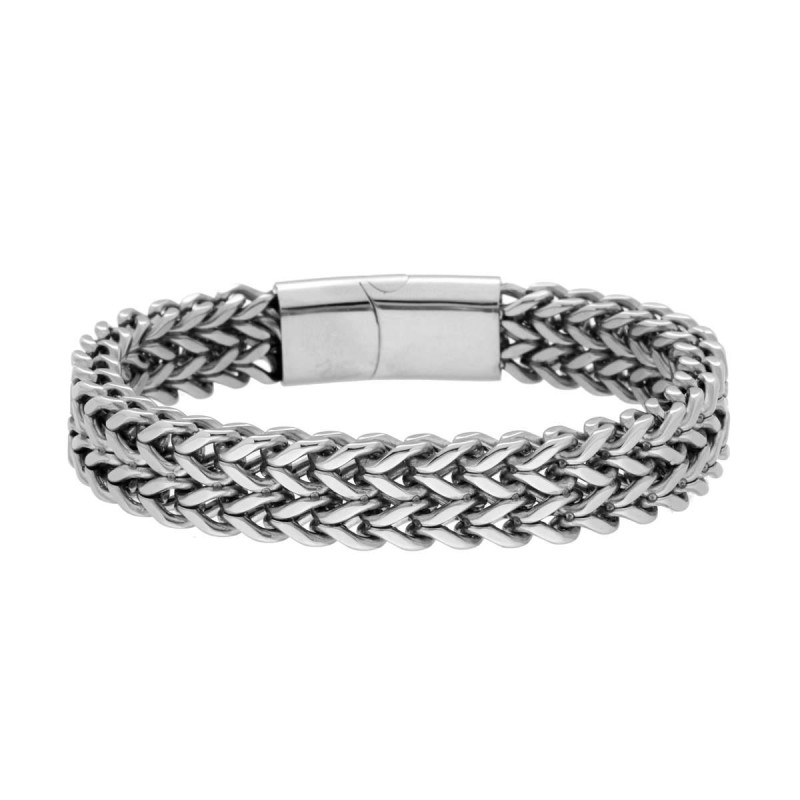 BRACCIALE DOPPIA CATENA FRANCO IN ACCIAIO