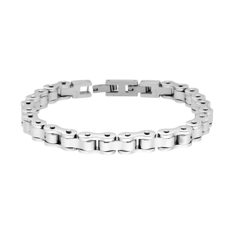 BRACCIALE UOMO MAGLIA IMPERNIATA CATENA DI BICICLETTA IN ACCIAIO