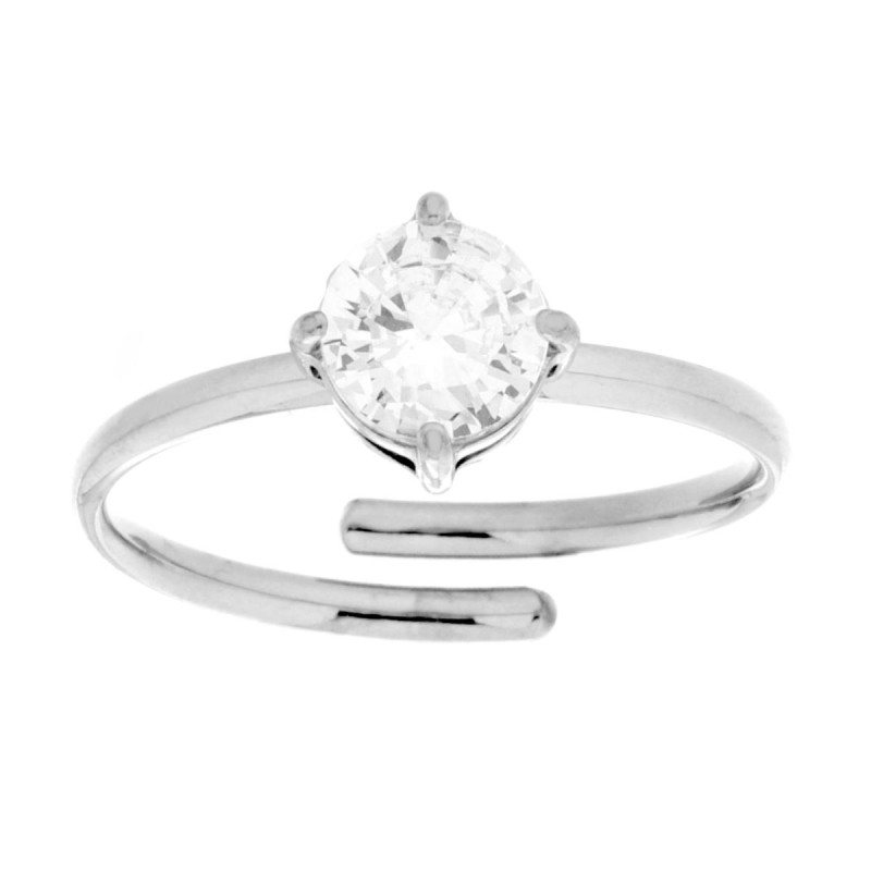 ANELLO SOLITARIO CON CRYSTAL BIANCO IN ACCIAIO