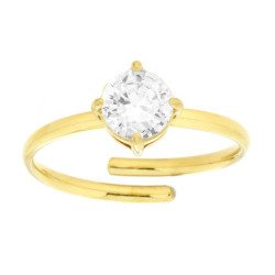 ANELLO SOLITARIO CON CRYSTAL BIANCO IN ACCIAIO COLORE ORO