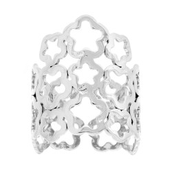 ANELLO FASCIA CON FIORI MARTELLATI IN ACCIAIO