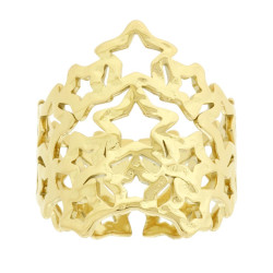 ANELLO FASCIA CON STELLE MARTELLATE IN ACCIAIO COLORE ORO