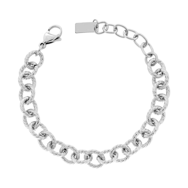 BRACCIALE CATENA FORZATINA GODRONATA IN ACCIAIO