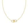 COLLANA DUE FILI CATENA FORZATINA DIAMANTATA CON CATENA INDUSTRIALE E CRYSTAL BIANCHI IN ACCIAIO COLORE ORO