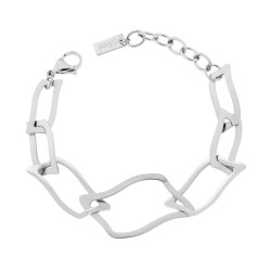 BRACCIALE CATENA MAGLIA RETTANGOLARE PIATTA IN ACCIAIO