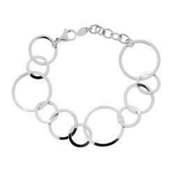 BRACCIALE CATENA MAGLIA A CERCHI PIATTI IN ACCIAIO