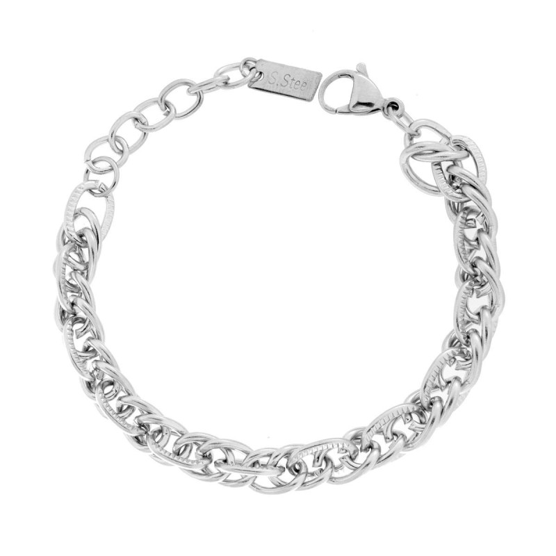 BRACCIALE CATENA MULTIMAGLIA RIGATA IN ACCIAIO