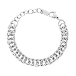 BRACCIALE CATENA GRUMETTA GODRONATA IN ACCIAIO