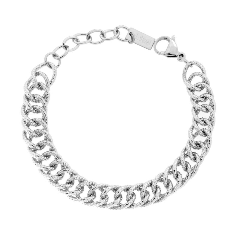 BRACCIALE CATENA GRUMETTA GODRONATA IN ACCIAIO