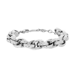 BRACCIALE CATENA FORZATINA DIAMANTATA MULTIMAGLIA IN ACCIAIO