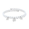 BRACCIALE SEMIRIGIDO CON PERLE PALLINE E QUADRIFOGLI PLAIN PENDENTI IN ACCIAIO