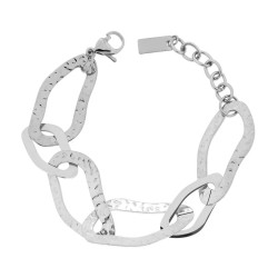 BRACCIALE CATENA MAGLIA IRREGOLARE PIATTA MARTELLATA IN ACCIAIO