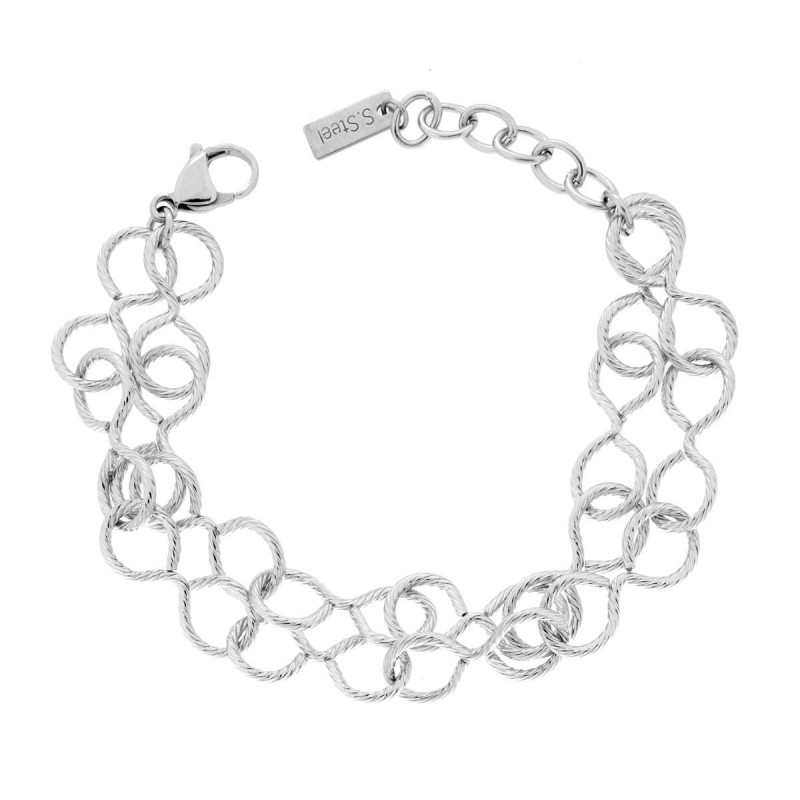 BRACCIALE DUE FILI CATENA DI INFINITO TORCHON IN ACCIAIO