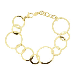 BRACCIALE CATENA MAGLIA A CERCHI PIATTI IN ACCIAIO COLORE ORO