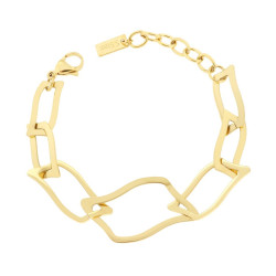 BRACCIALE CATENA MAGLIA RETTANGOLARE PIATTA IN ACCIAIO COLORE ORO